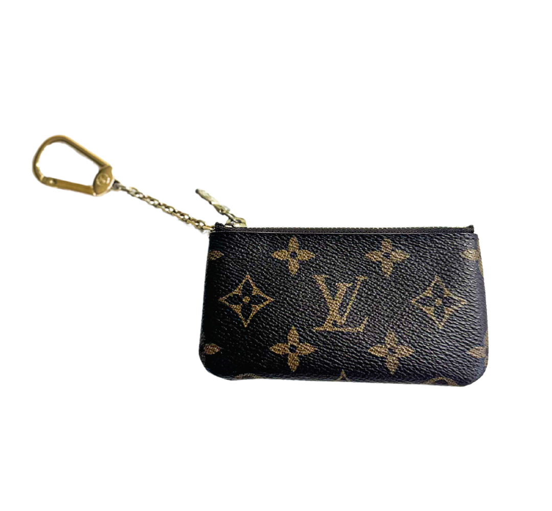 Auth Louis Vuitton Monogram Fabric & Leather 4 Ring Key Case