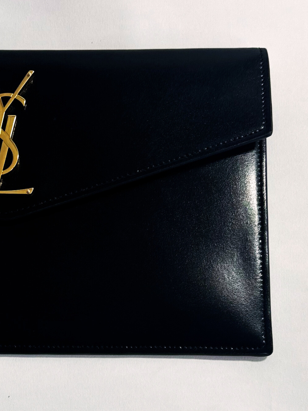 Authentic Yves Saint Laurent Clutch Rectangle Purse Black Leather YSL Logo  Bag | eBay